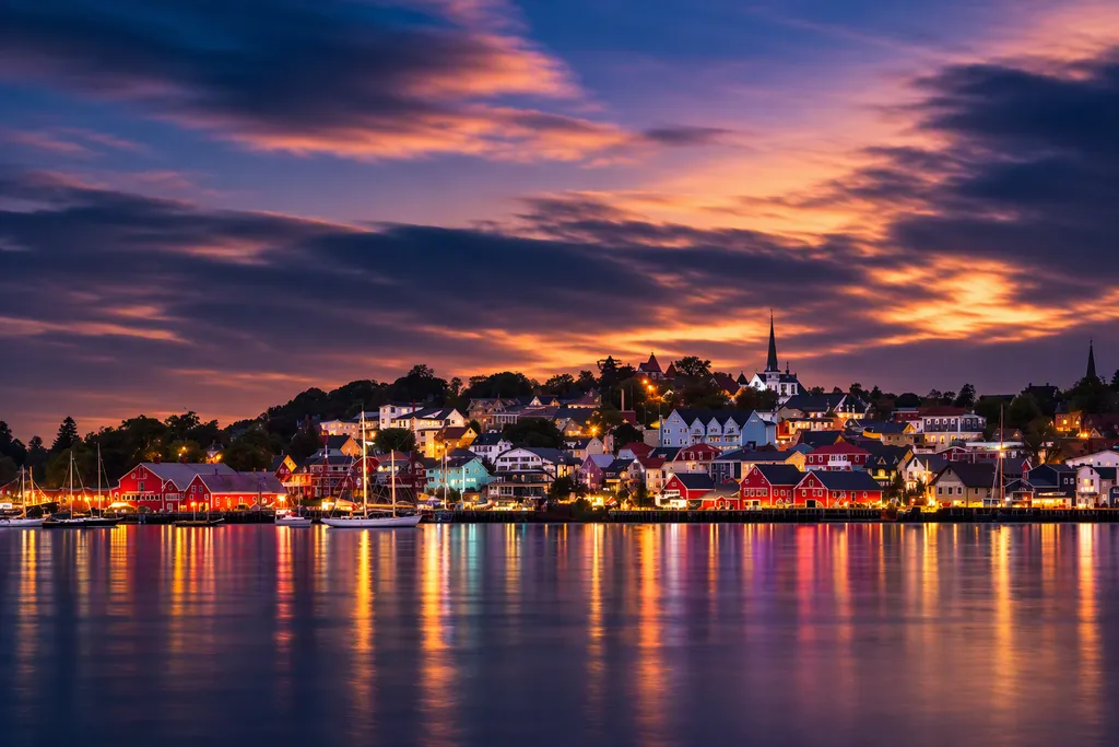 Lunenburg, Nova Scotia, waterfront at sunset